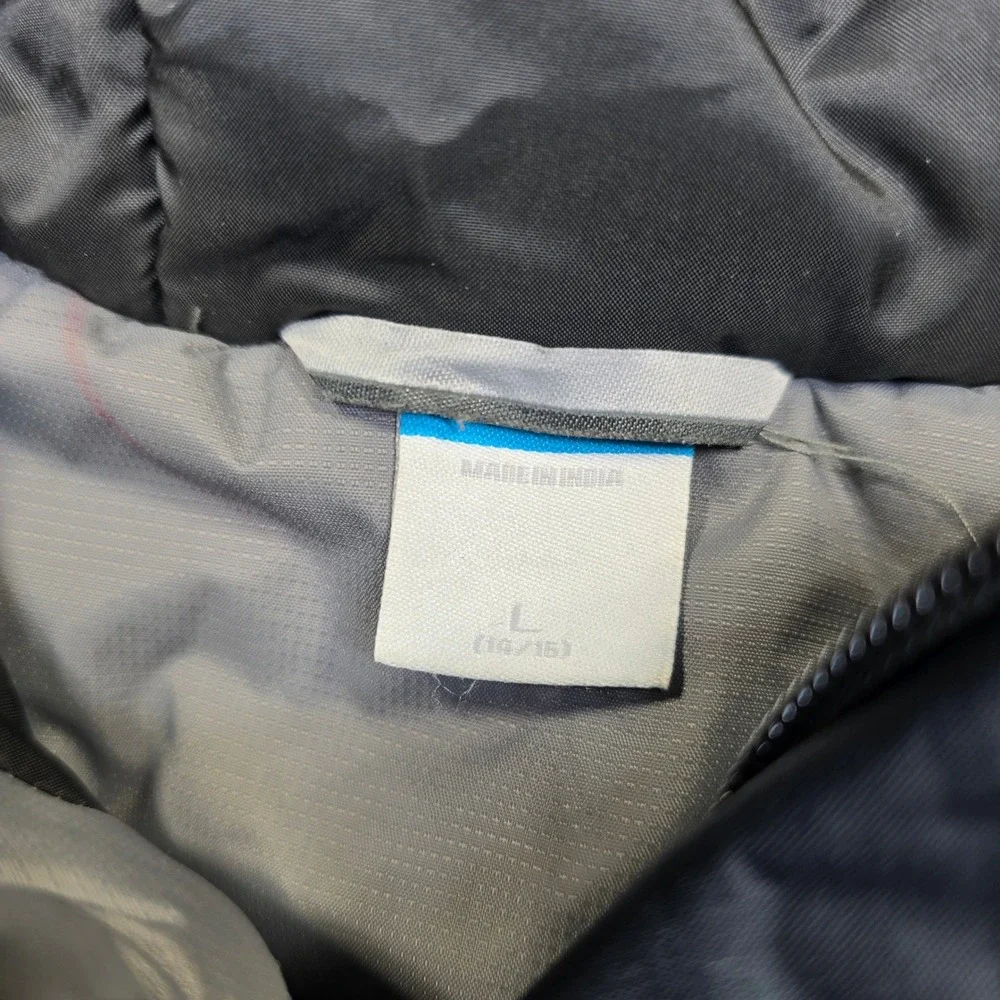 Columbia Hooded‎ Winter Jacket Kids Large 14 16 Black Grey Full Zip Insulated